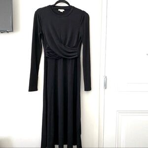 H&M Black Wrap Front‎ Midi  Dress Small